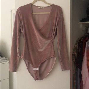 Madewell blush velvet wrap bodysuit- worn once!